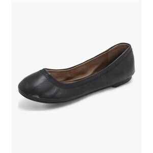 Lucky Brand Womens Emmie Ballet Flats Black Oil Cabretta Leather 8.5 M NEW$59